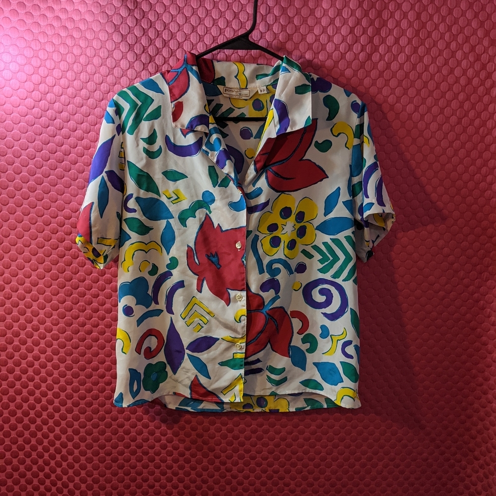 Vintage wacky floral button up